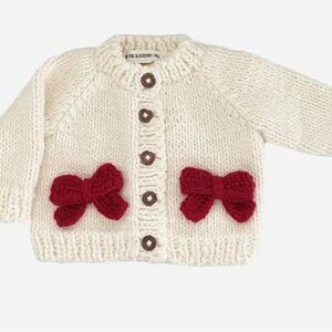 Blueberry Hill Red Bow Toddler Cardigan